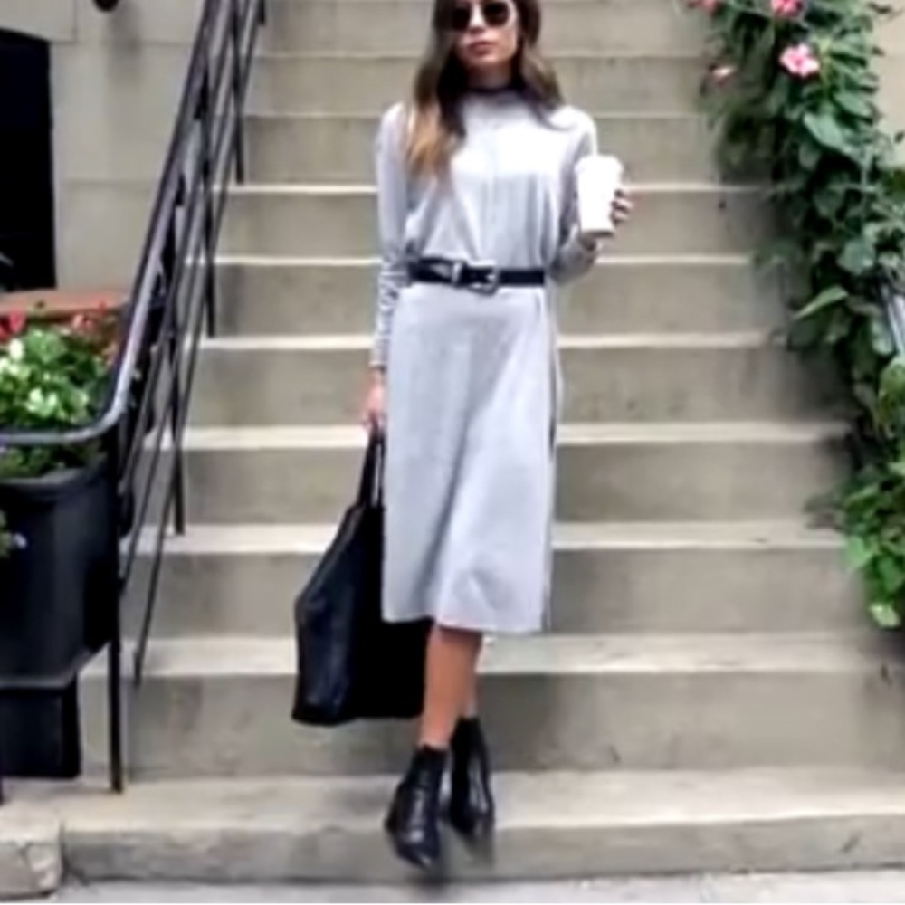 H&M gray midi sweater dress with slits